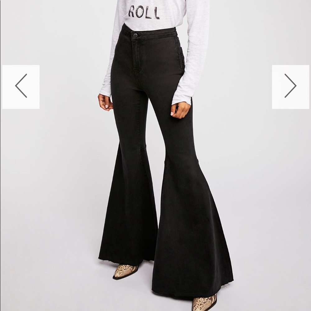 Free People Just Float On Black Bell Bottom Jeans